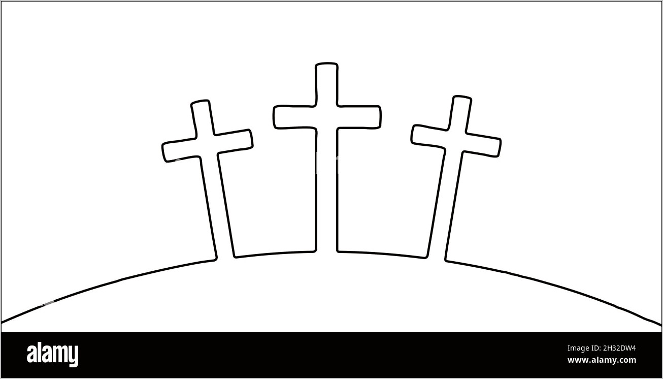 Three Crosses On A Hill Free Coloring Template