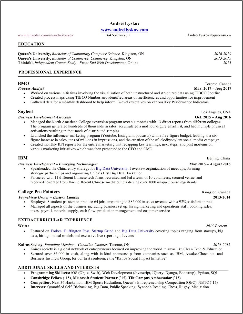 Tibco Business Events Sample Resume