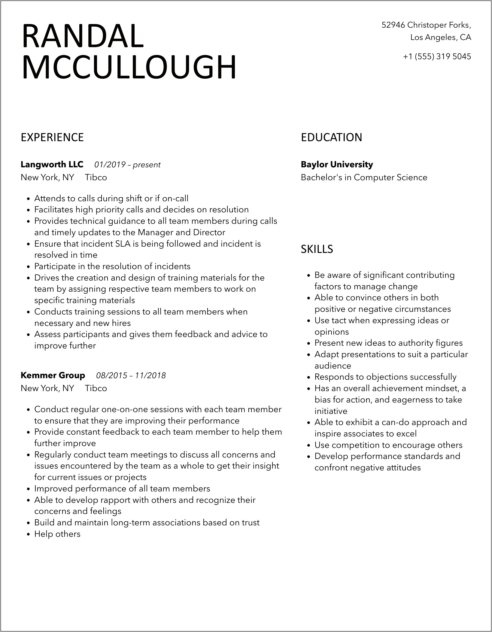 Tibco Spotfire Developer Sample Resume