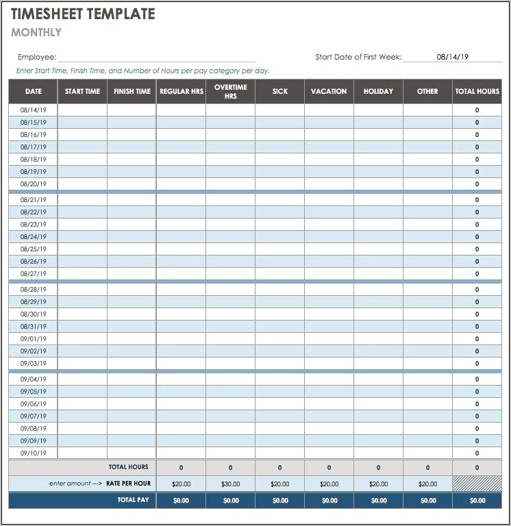 Time Card Templates Try Smartsheet For Free