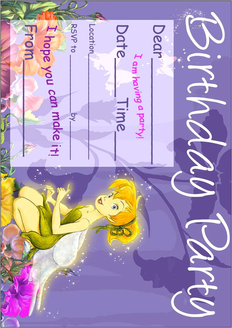 Tinkerbell & Peter Pan Party Invitation Templates Free