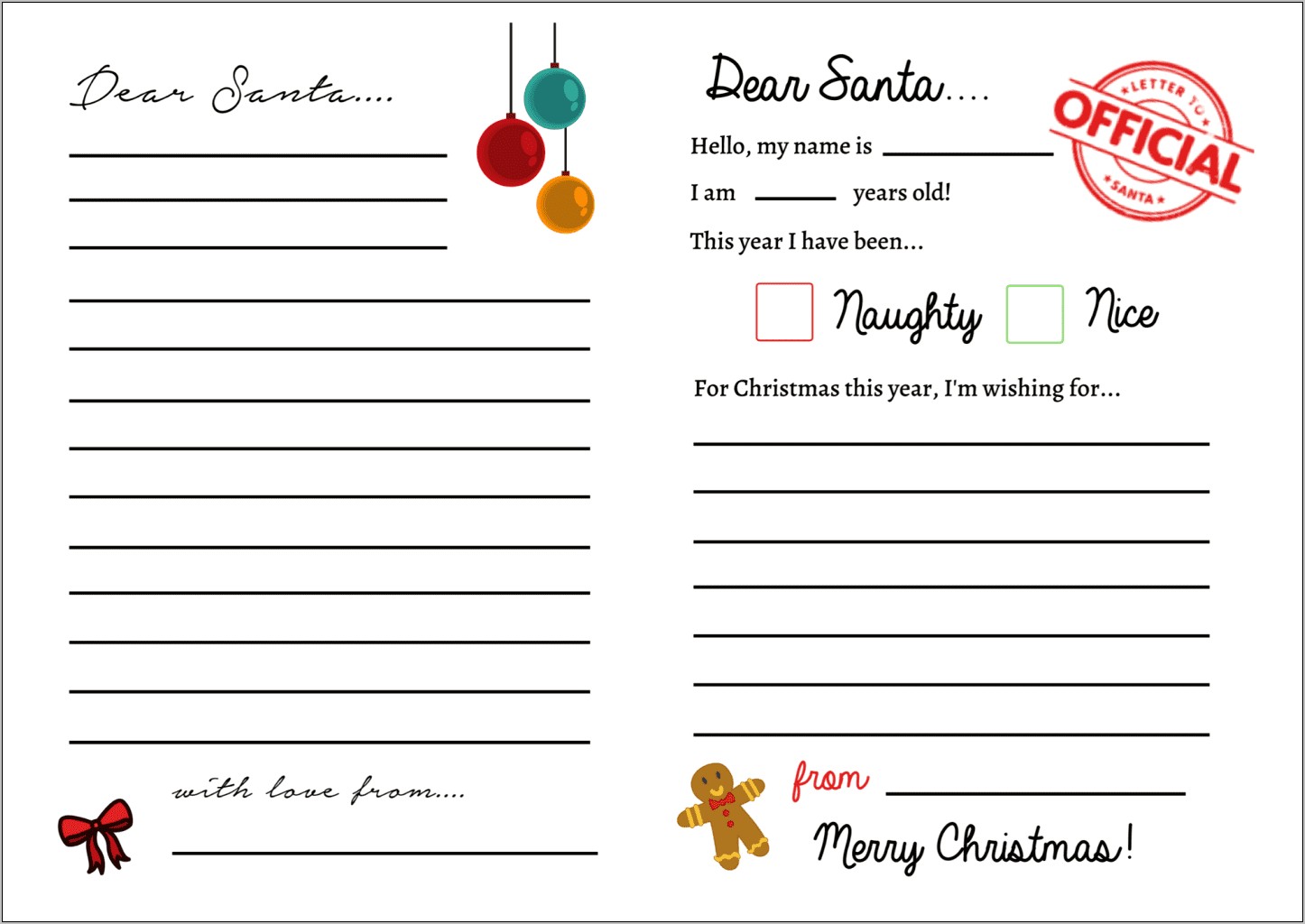 To Santa Claus Letter Template Printable Free