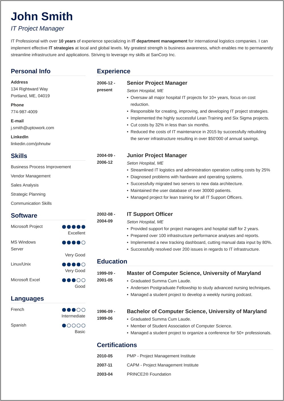 Top Project Manager Resume Examples