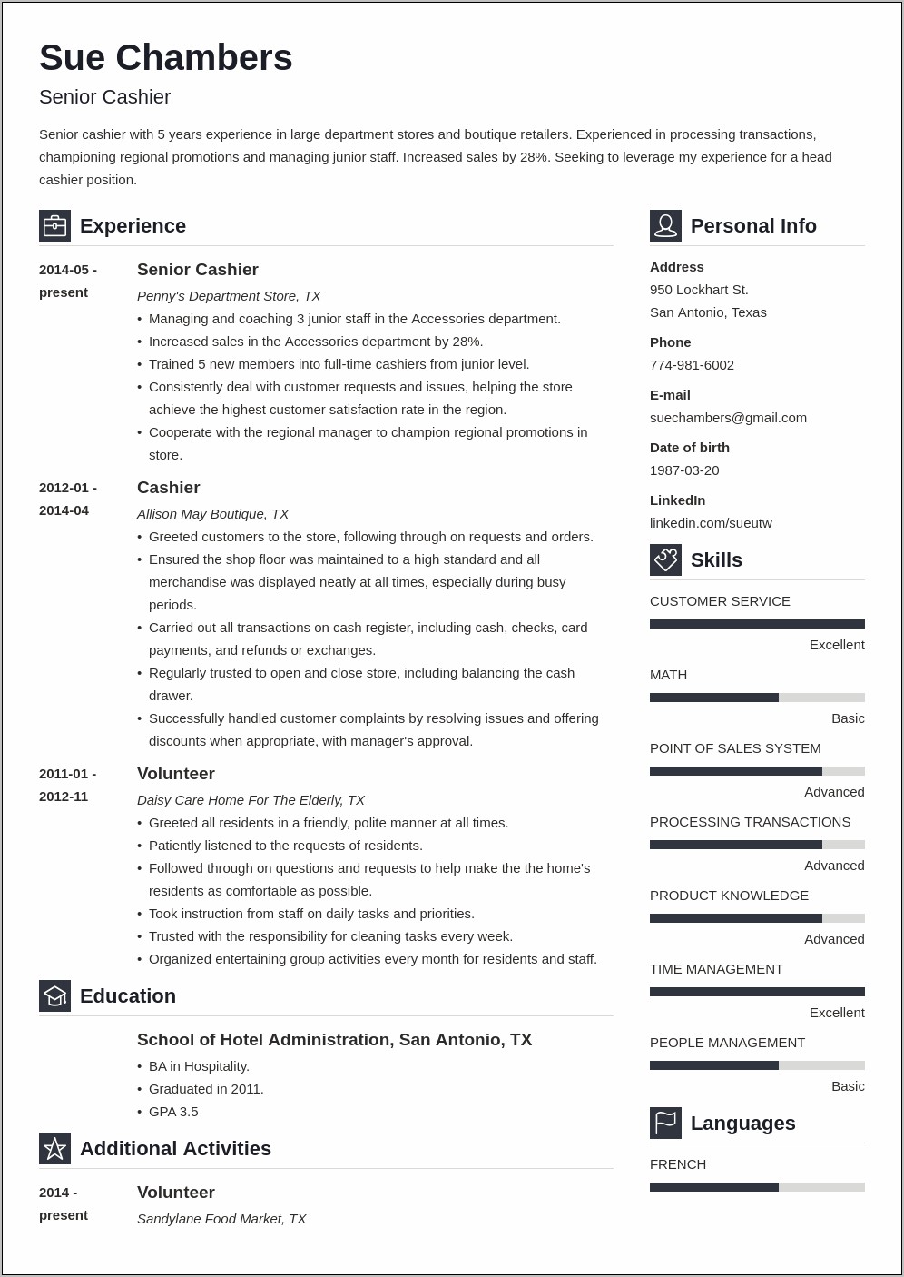 Top Resume Cashier Job Description