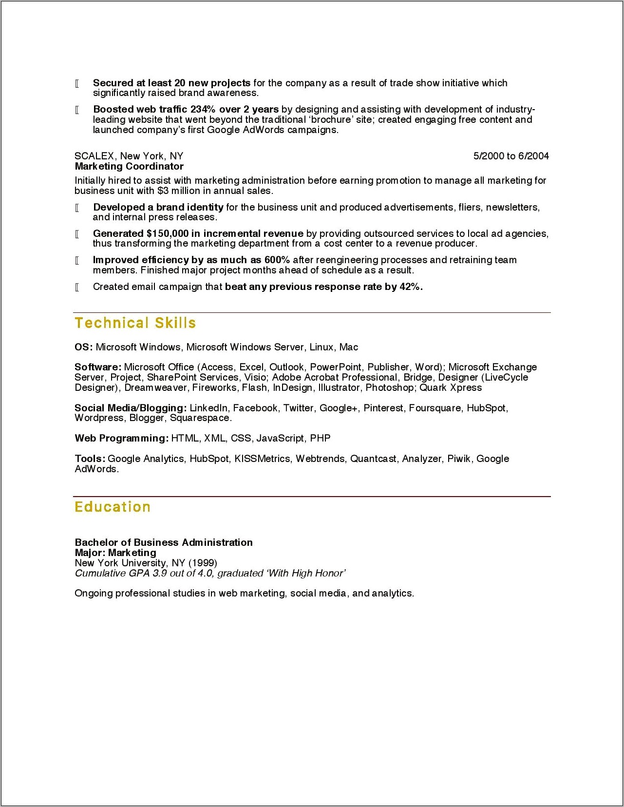 Trade Marketing Manager Resume Examples