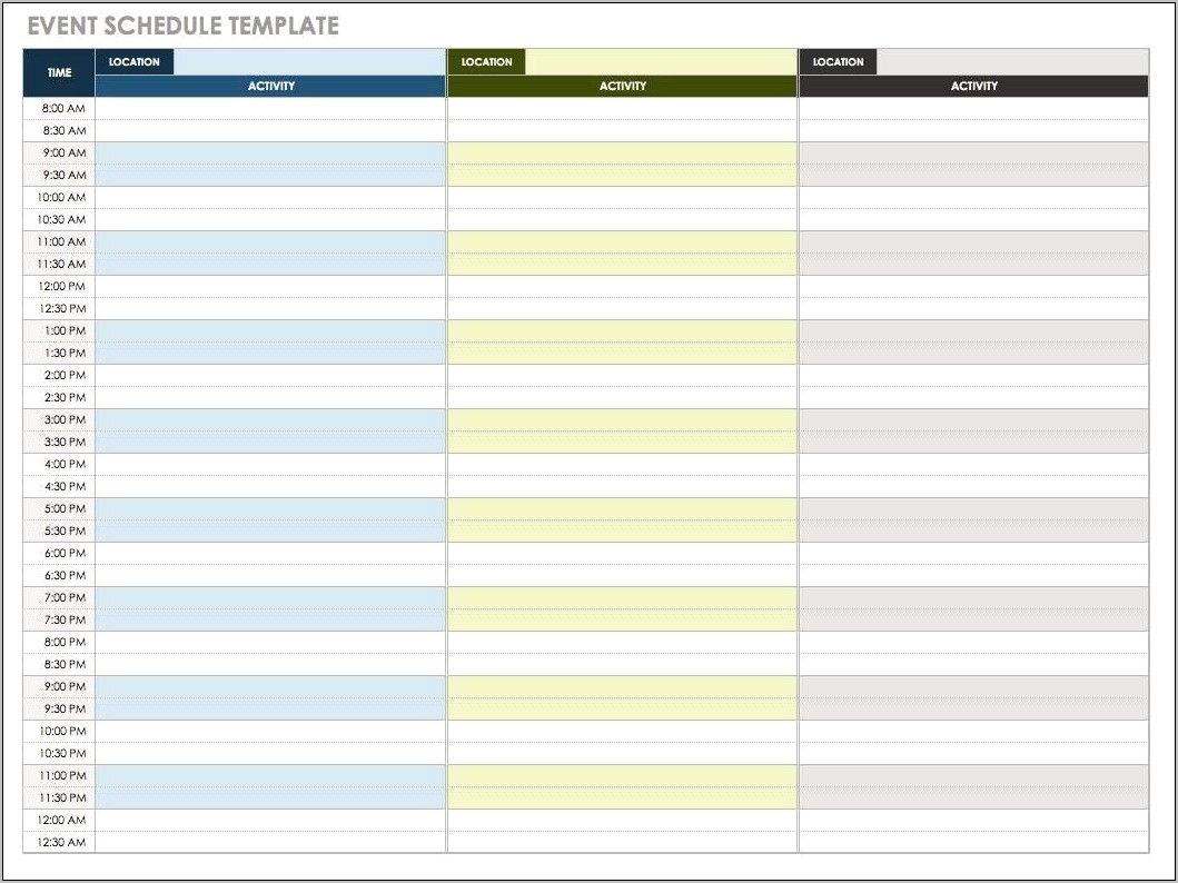 Trade Show Event Calendar Excel Template Free