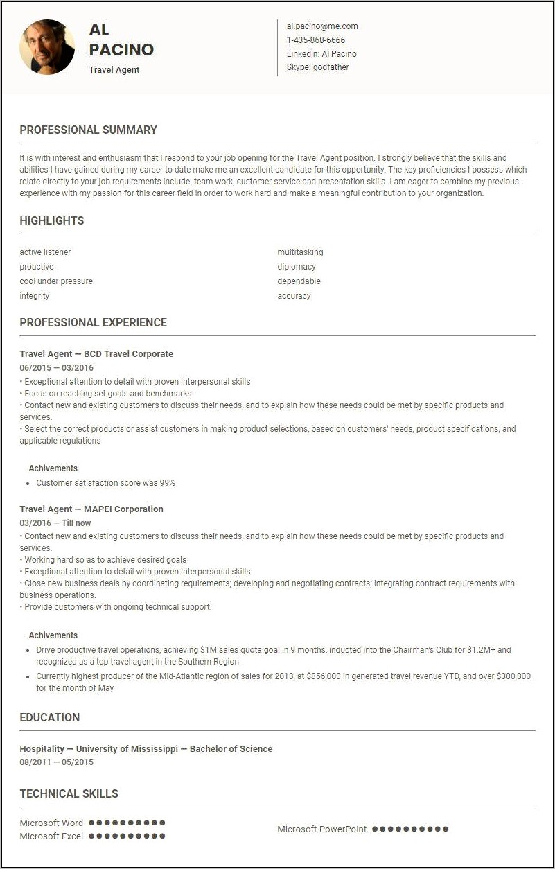 Travel Agent Resume Sample Australia