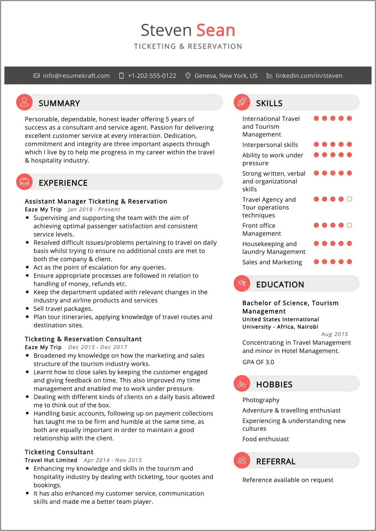 Travel Agent Supervisor Skills Resume