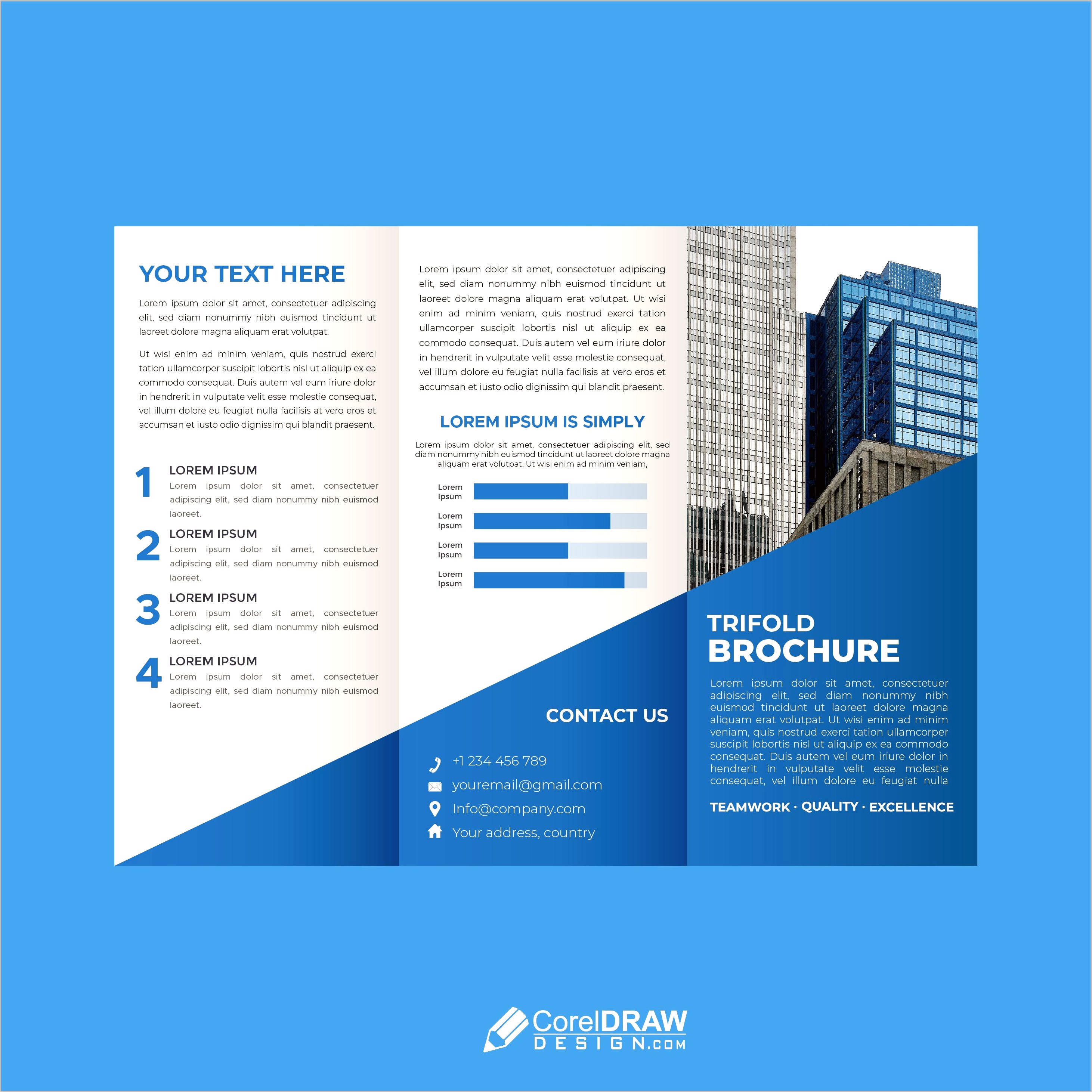 Tri Fold Brochure Indesign Template Free Blue