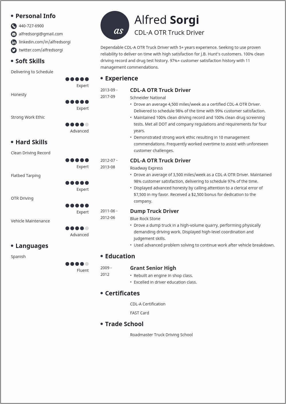 Trucking Safety Manager Resume Objective