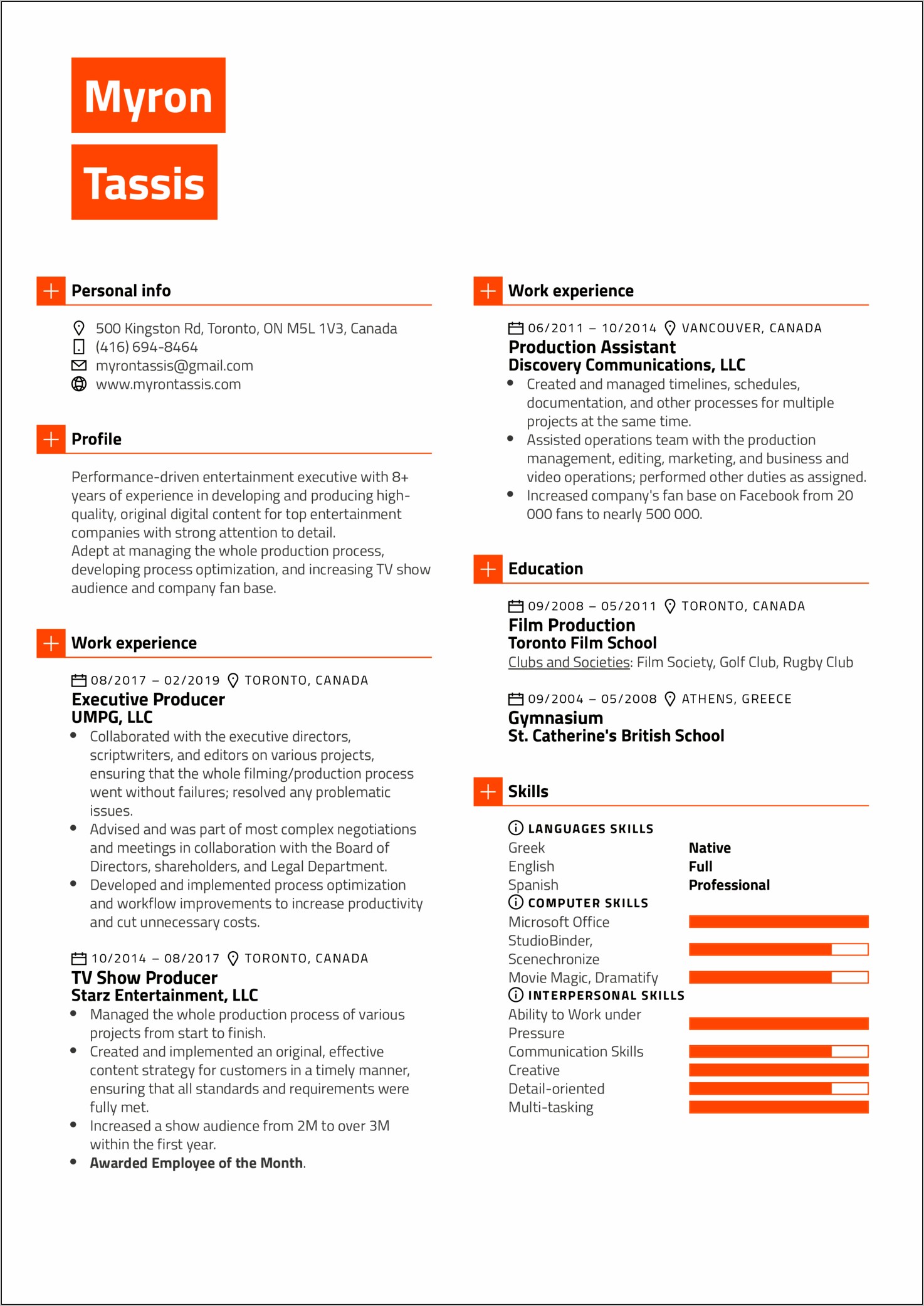 Tv Production Coordinator Resume Sample