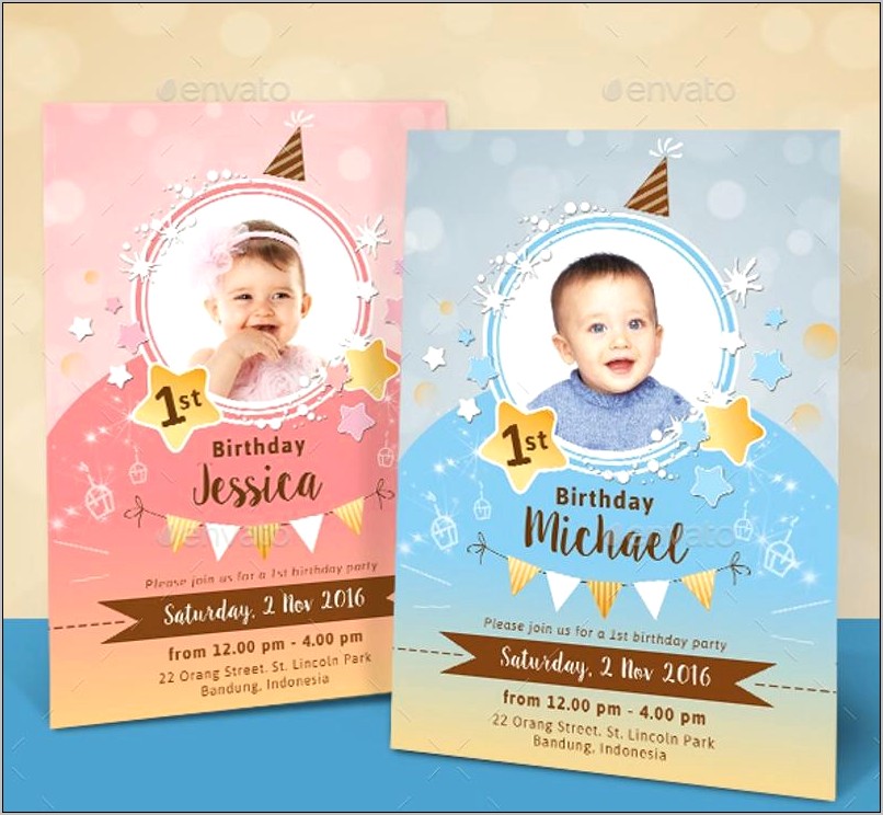 Twin Boy Girl Birthday Invitation Templates Free