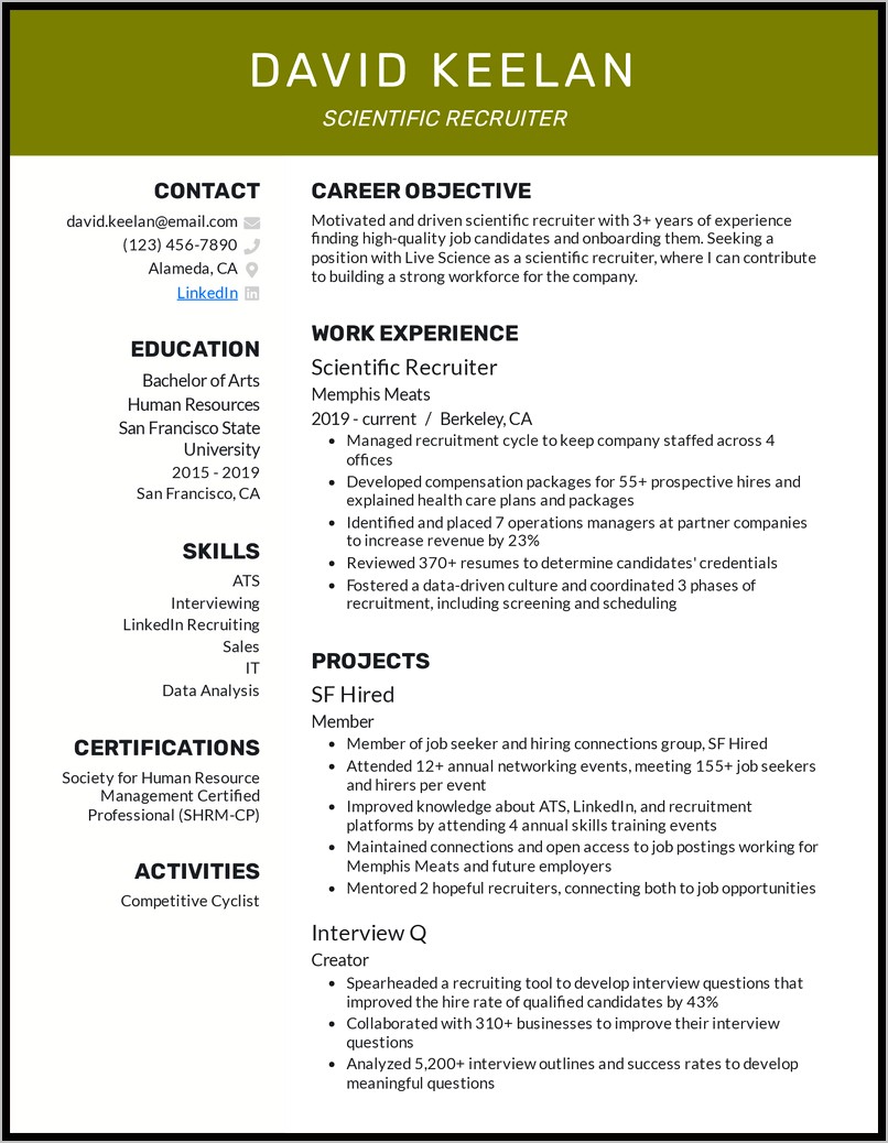 Two Page Resume Examples Recruiters