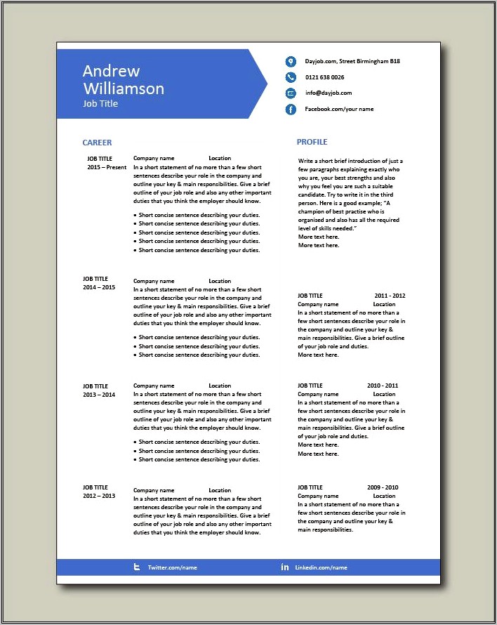 Two Page Resume Sample Pdf