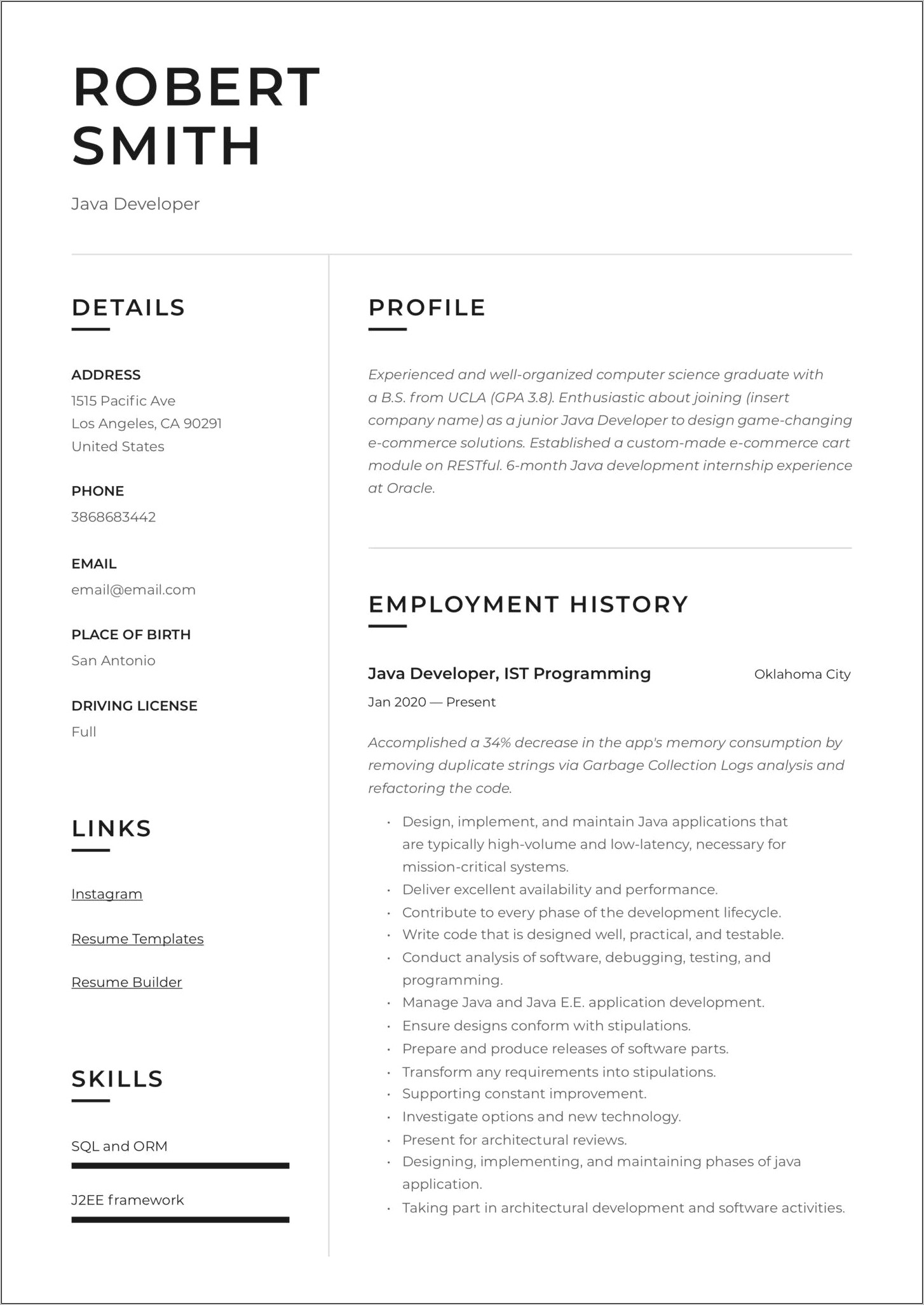 Ucla Resume Sample Computer Science