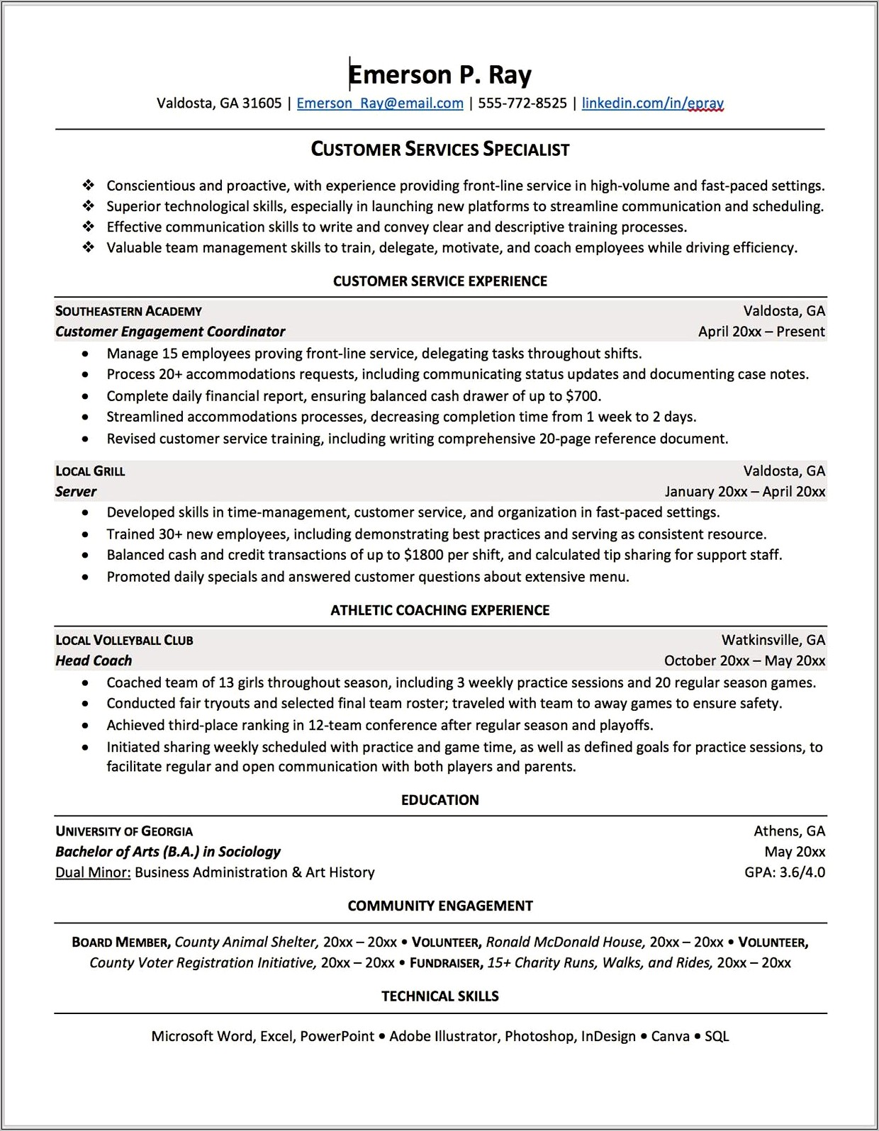 Uga Career Center Resume Samples