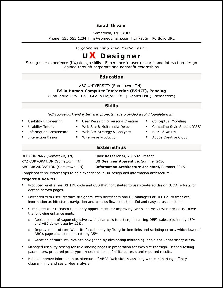 Ui Ux Designer Resume Examples