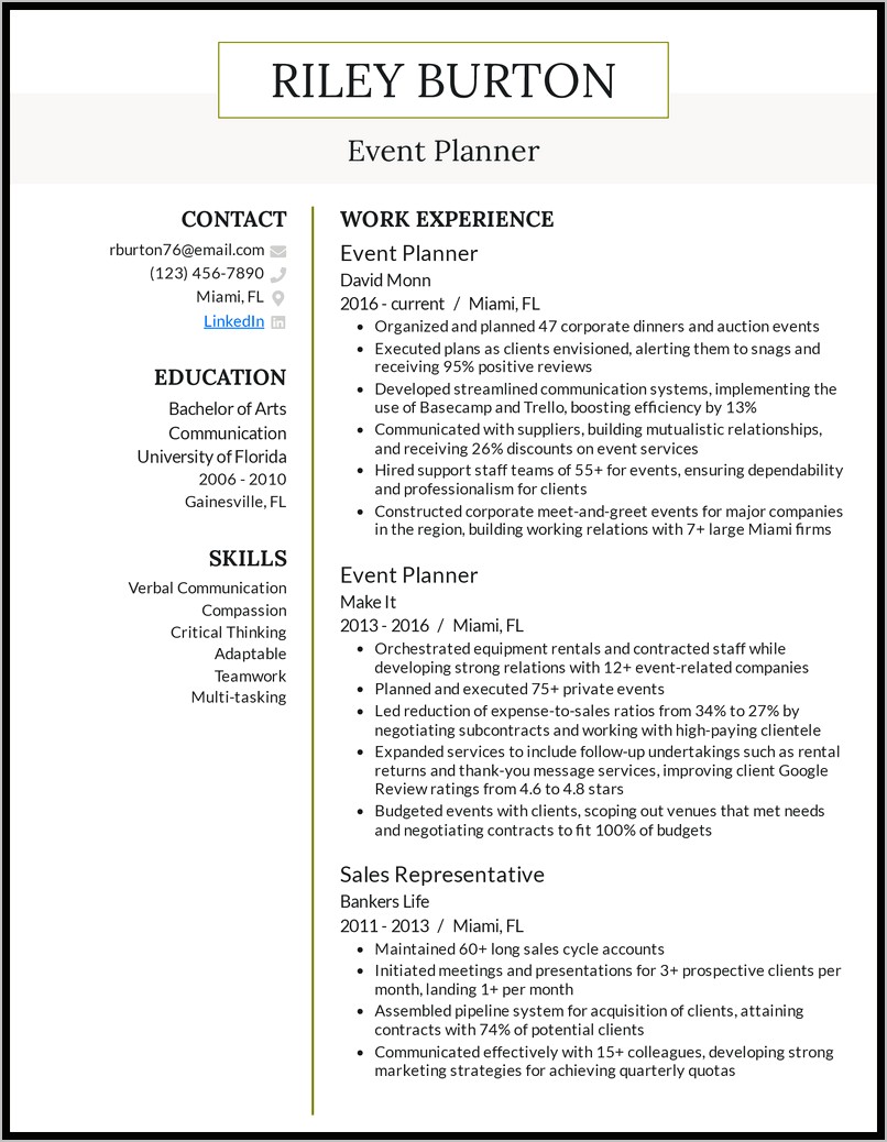 University Event Manager Resume Pdf