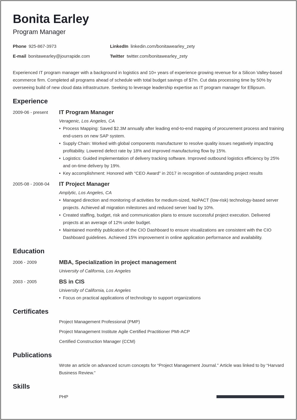 University Of Delaware Example Resumes