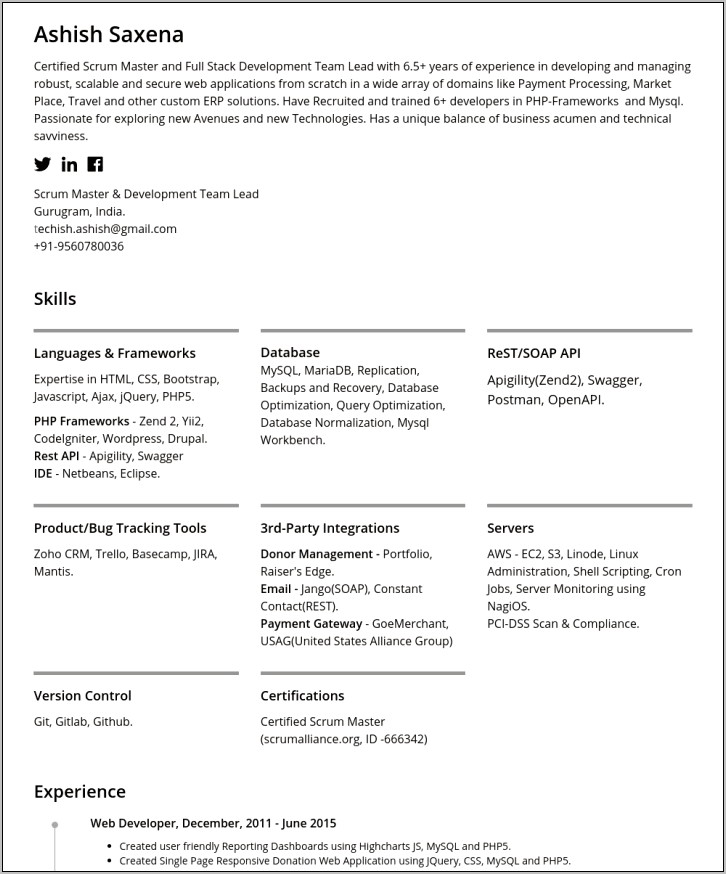 Unix Shell Scripting Sample Resume