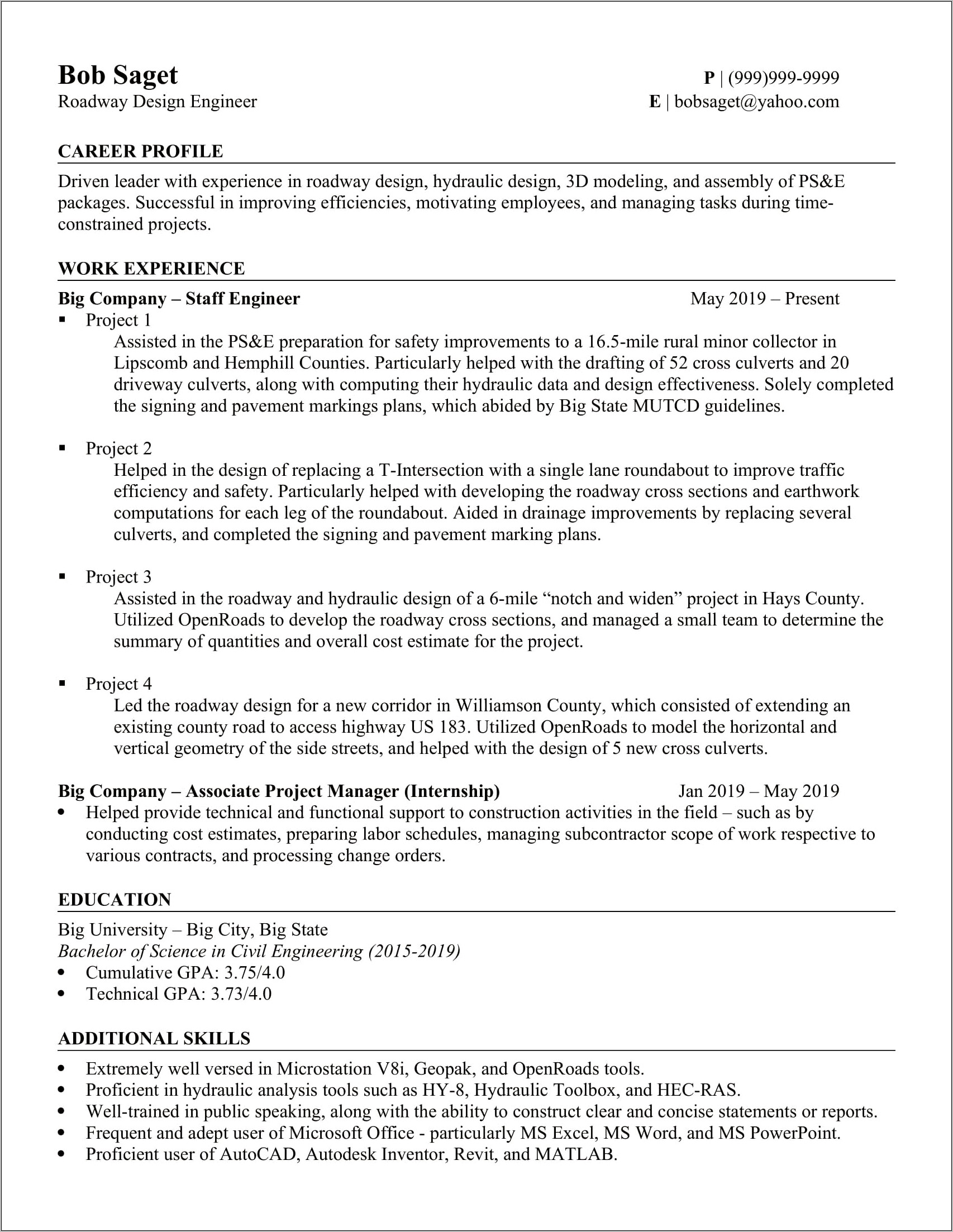 Updating Resume For Current Job