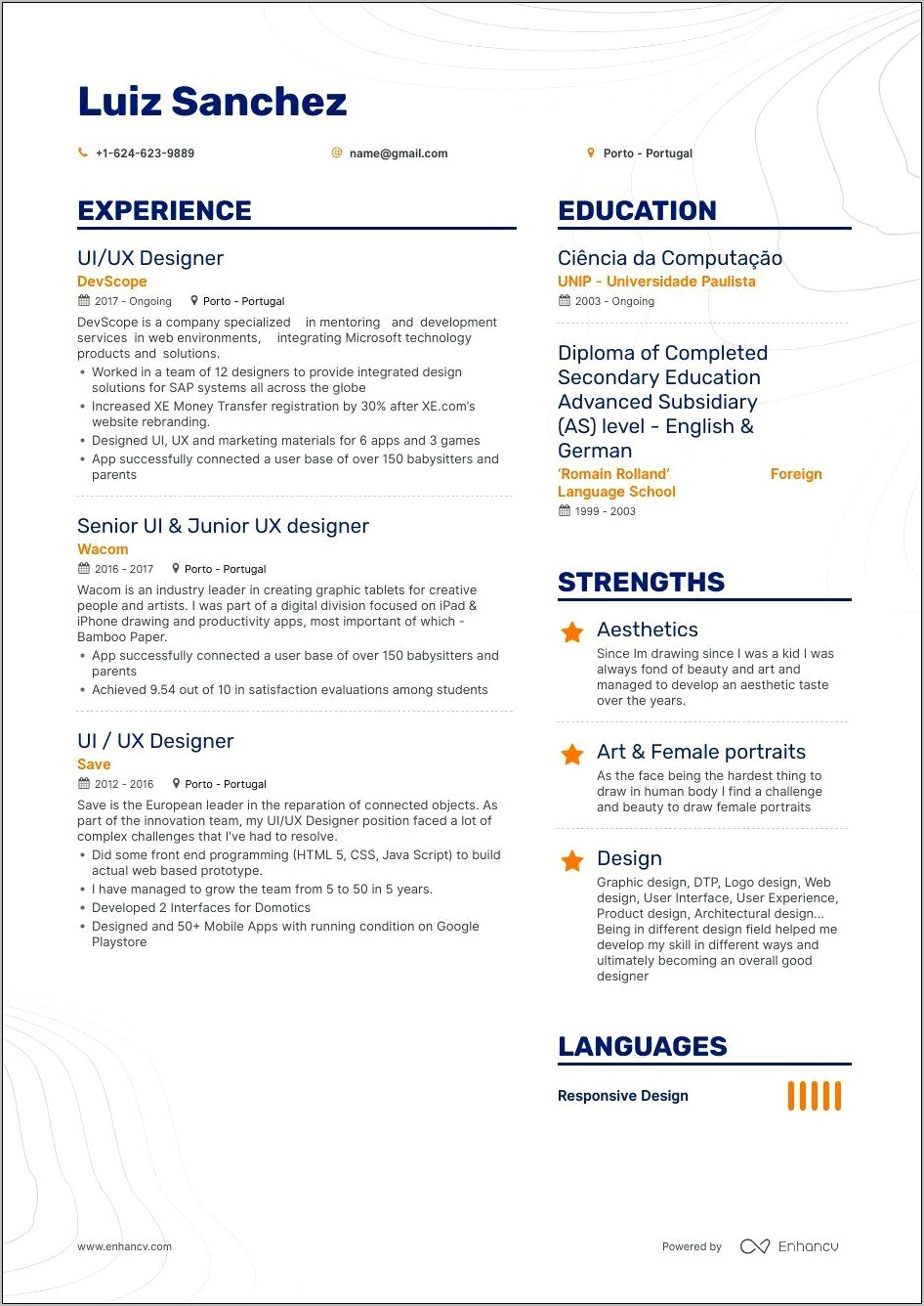 User Experience Design Resume Examples