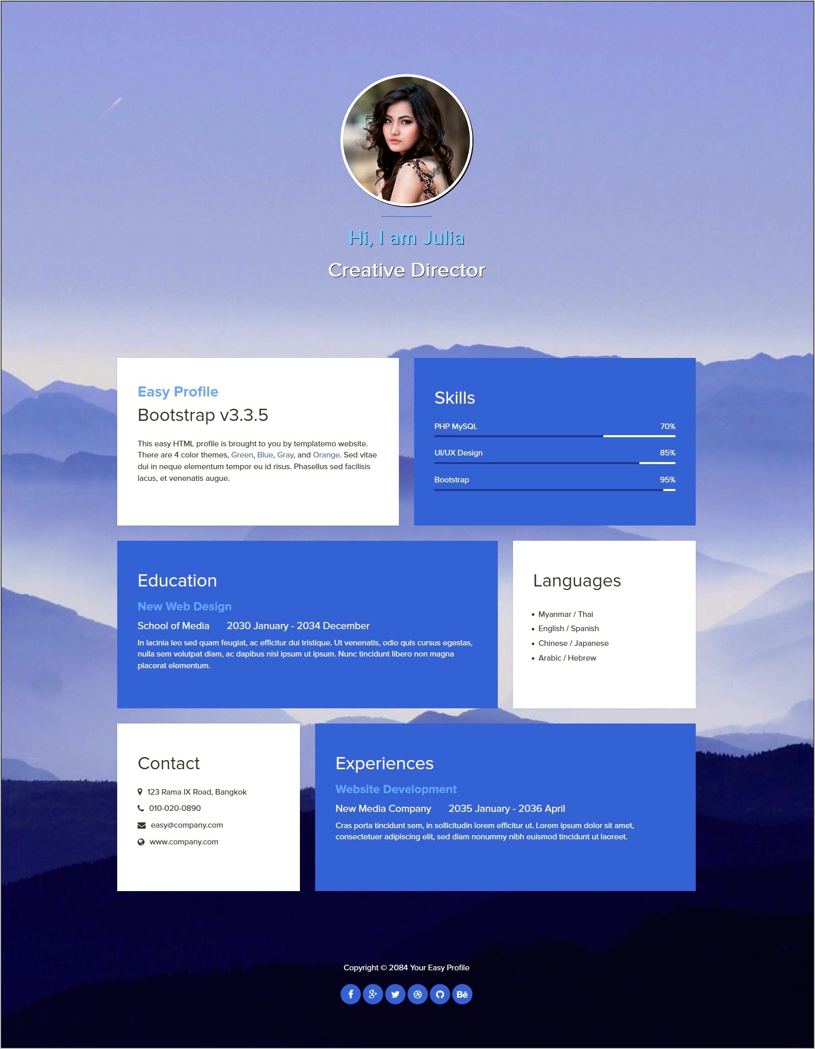 User Profile Sample Page Template Free Download