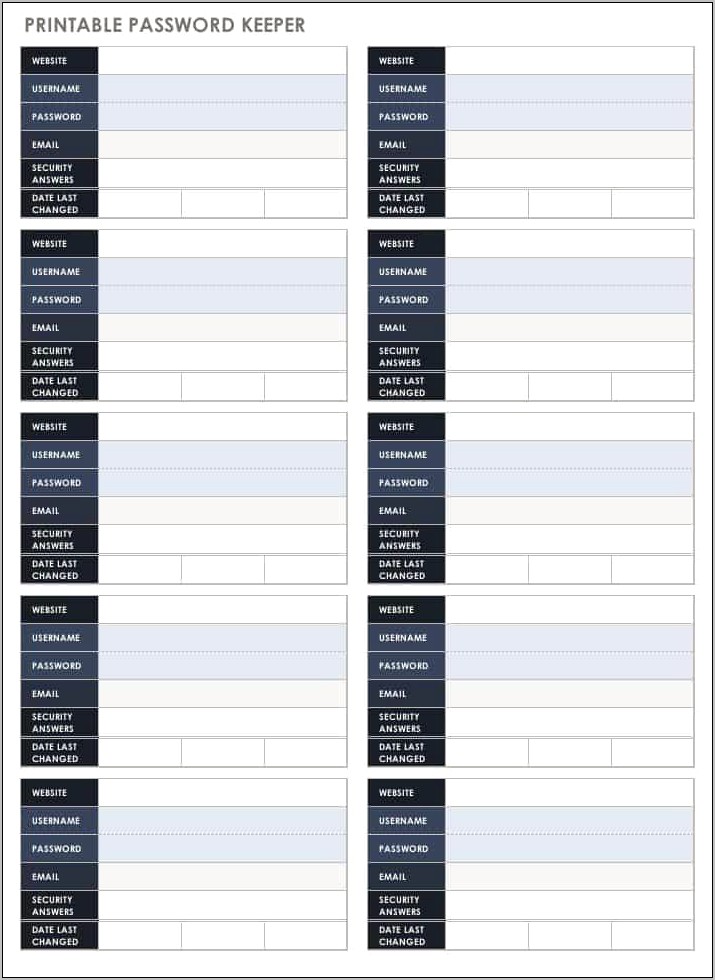 Username And Password Card Template Free Pdf