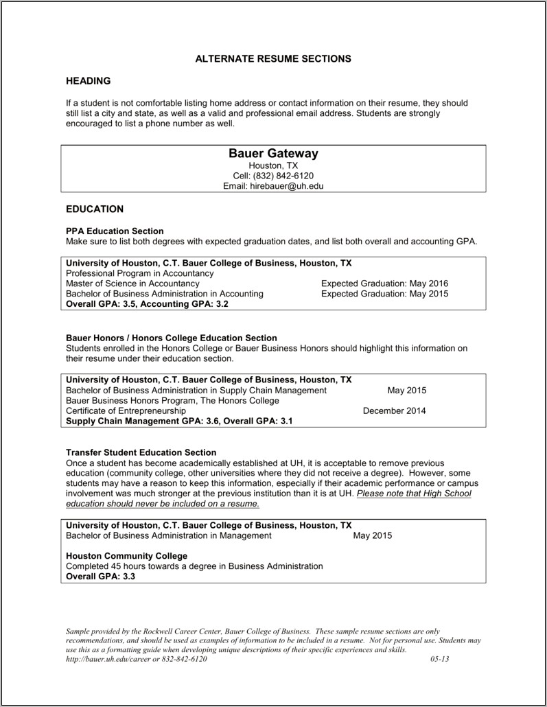 Ut Business Honors Resume Examples