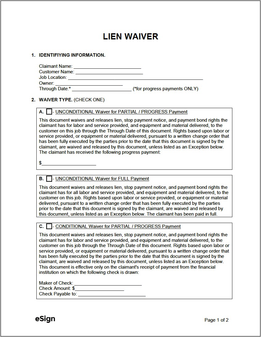 Utah Waiver And Release Form Template Free