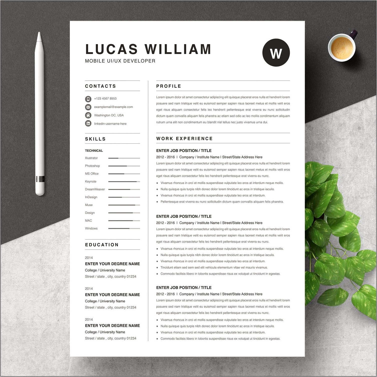 Ux Design Resume Text Example