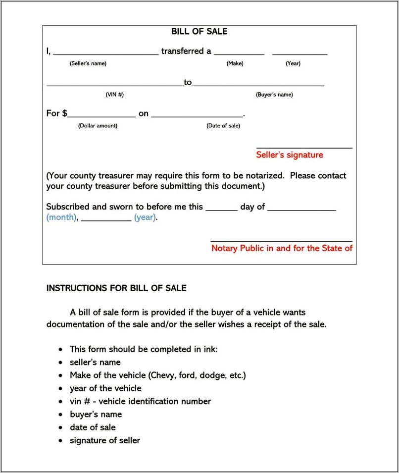 Va Motor Vehicle Bill Of Sale Free Template