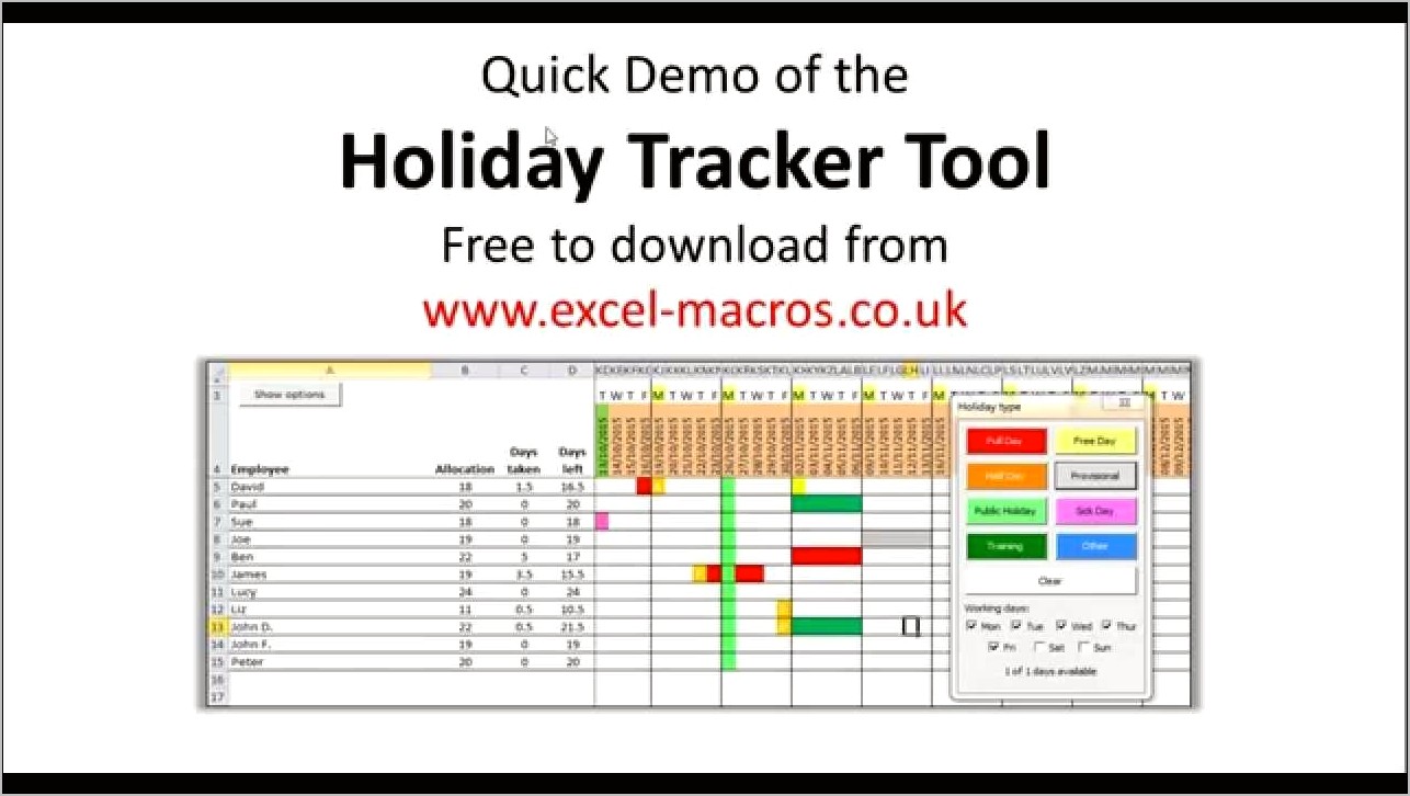 Vacation And Sick Time Tracking Excel Template Free