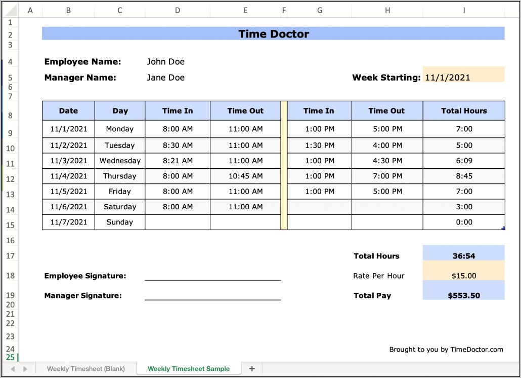 Vacation And Sick Time Tracking Template Free