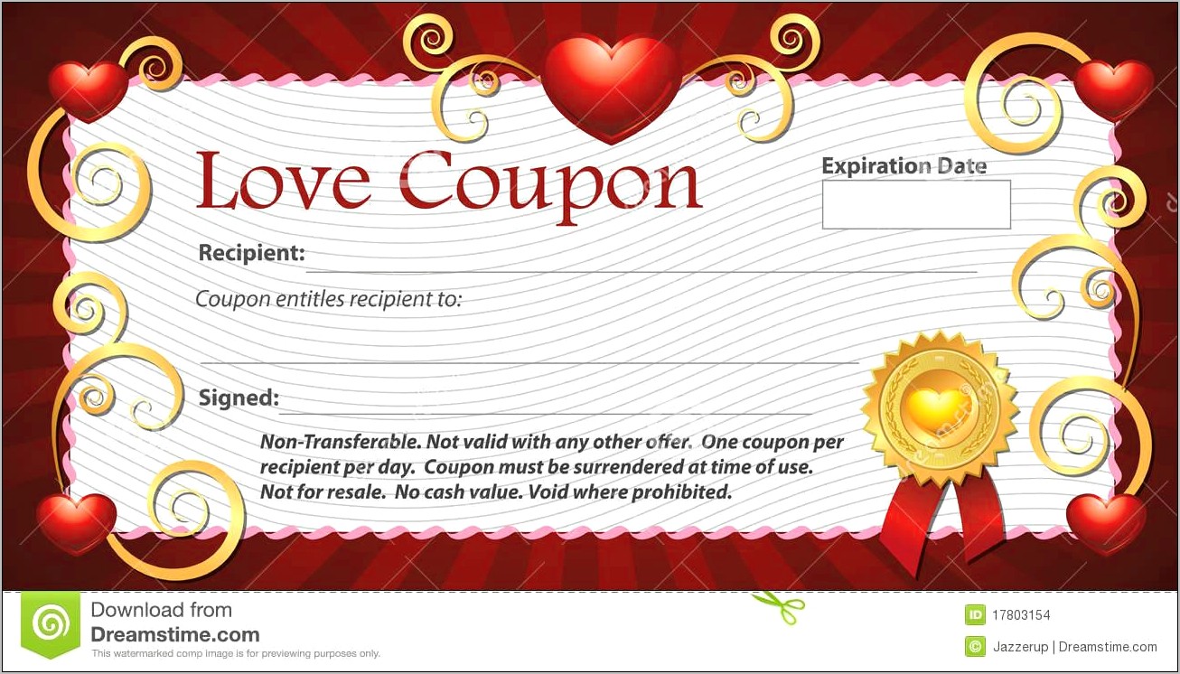 Valentine Gift Certificate Template Free Download Kid