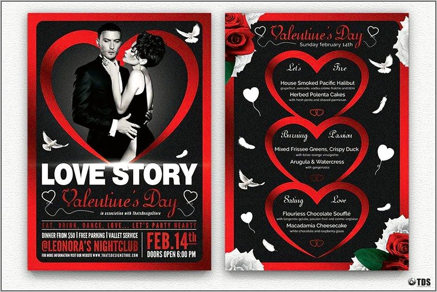 Valentine's Day Menu Template Free Word