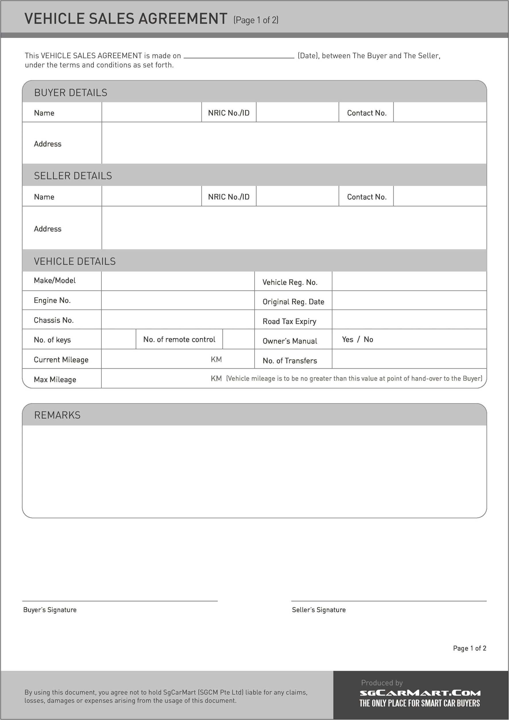 Vehicle Lease To Own Agreement Template Free