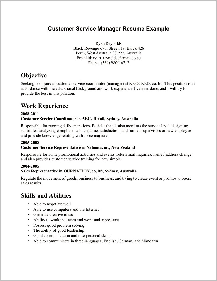 Versatile Customer Service Resume Objective