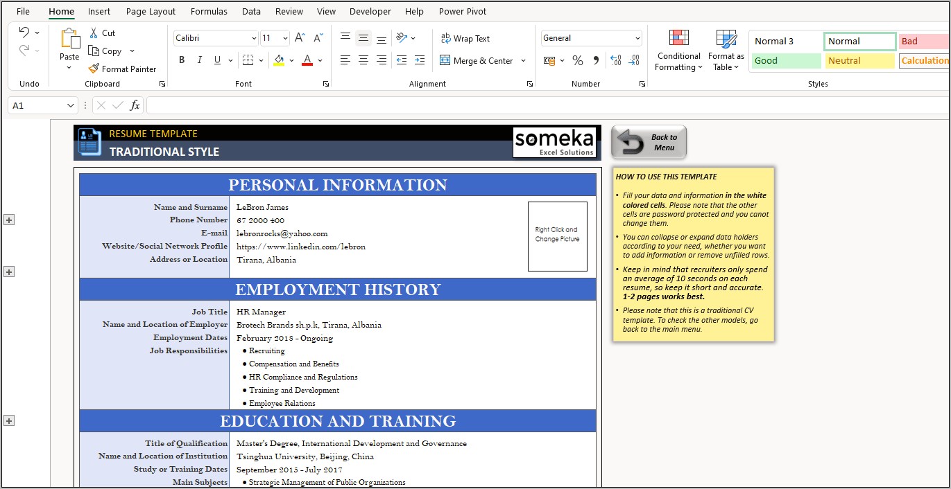 Vertex42 Resumes Free Resume Template