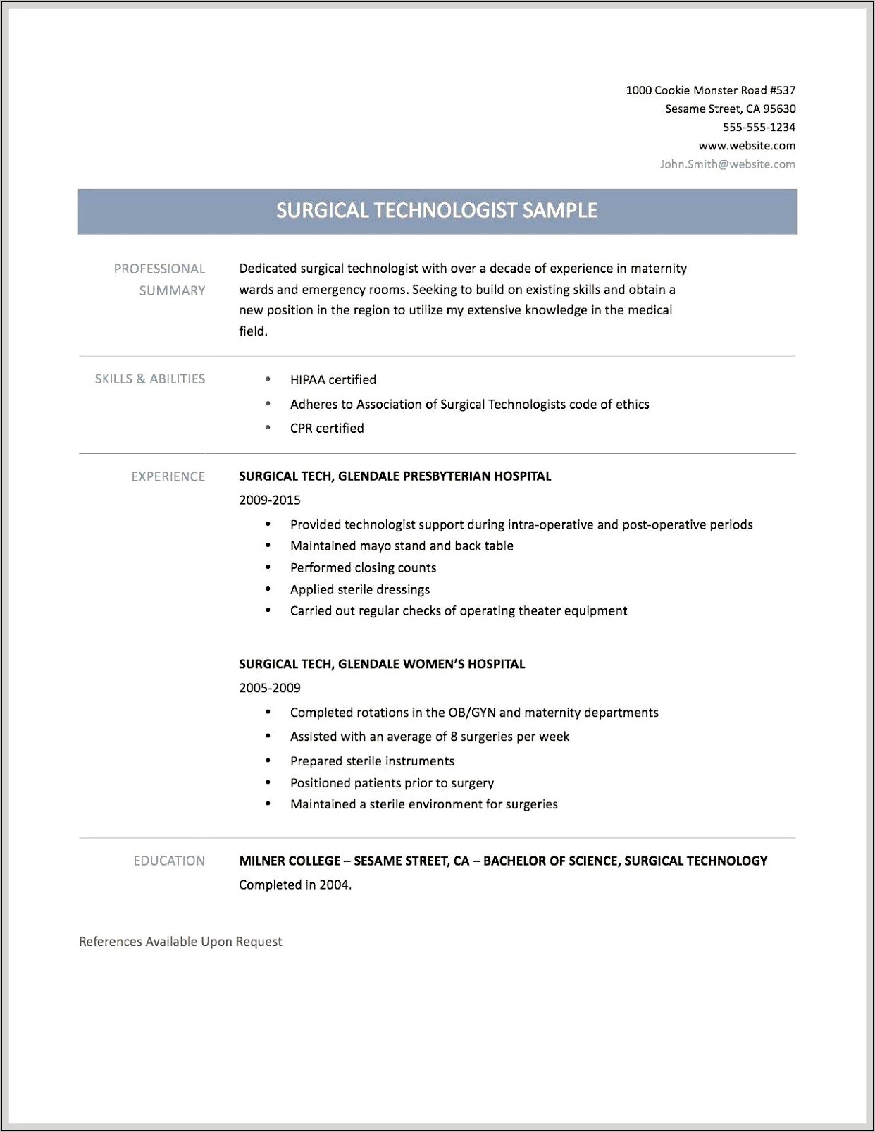 Vet Tech Resume Summary Example