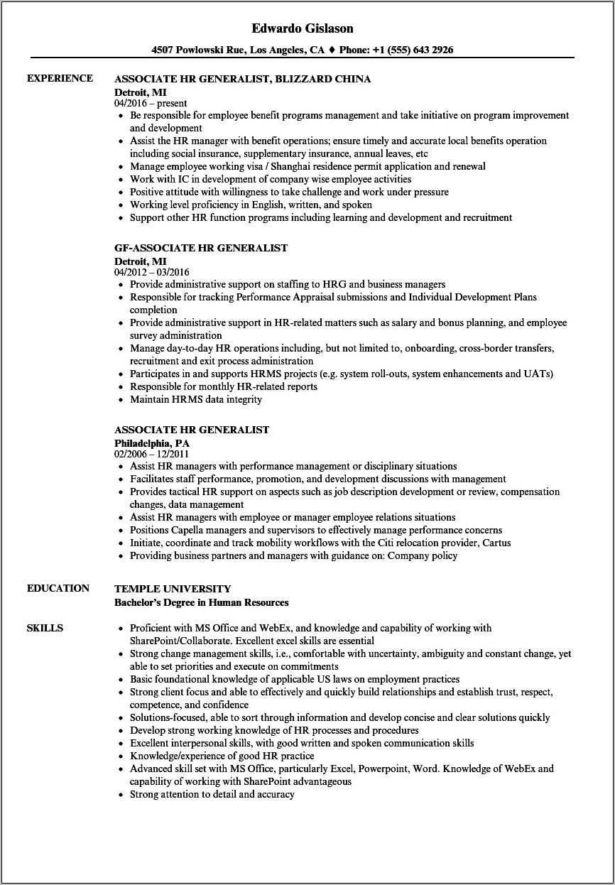 Victoria Secret Resume Sample Generalist