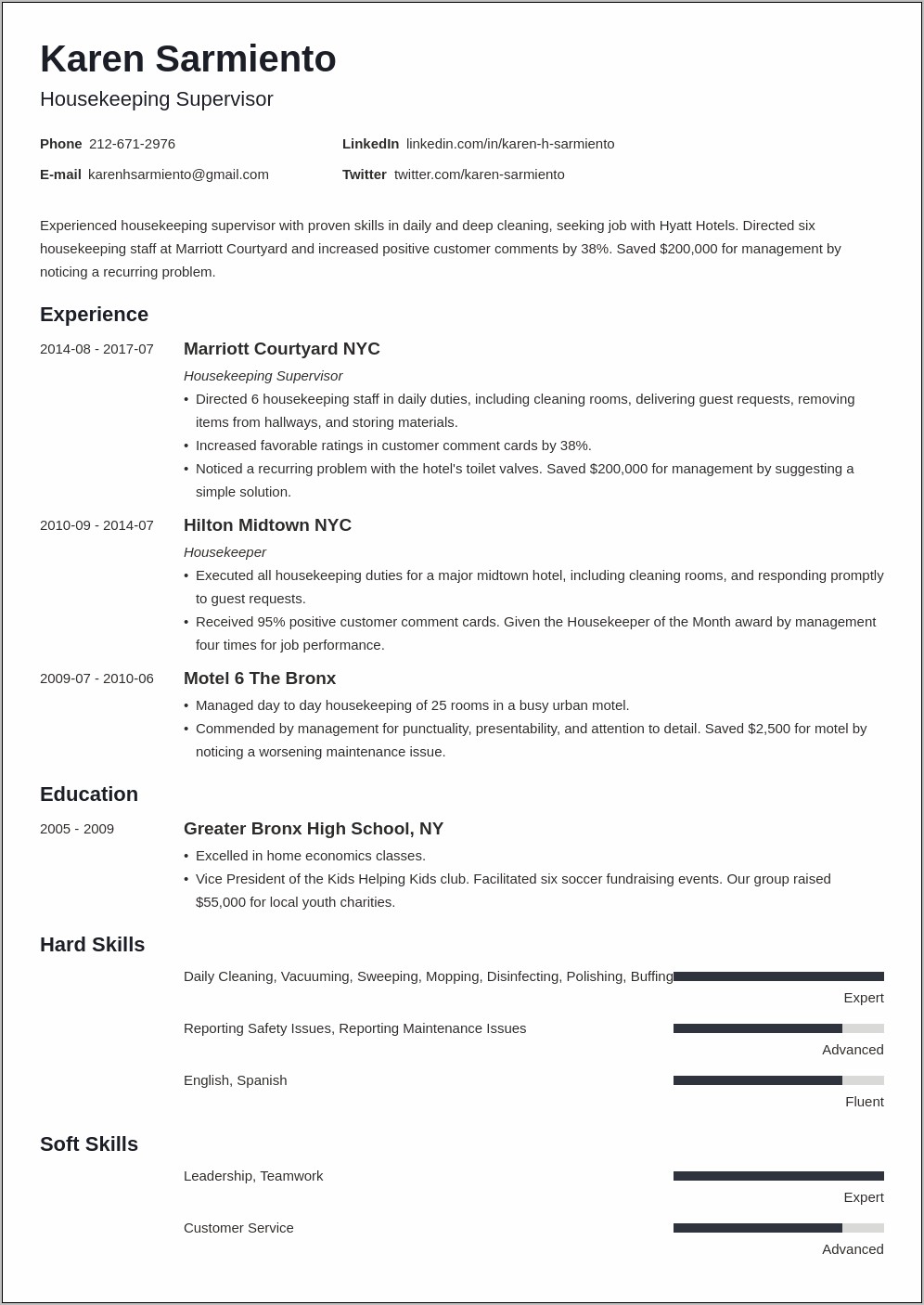 Vip Bottle Service Resume Examples