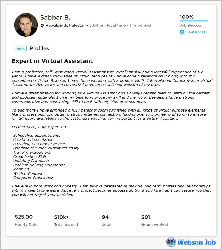 Virtual Assistant Job Description Resume