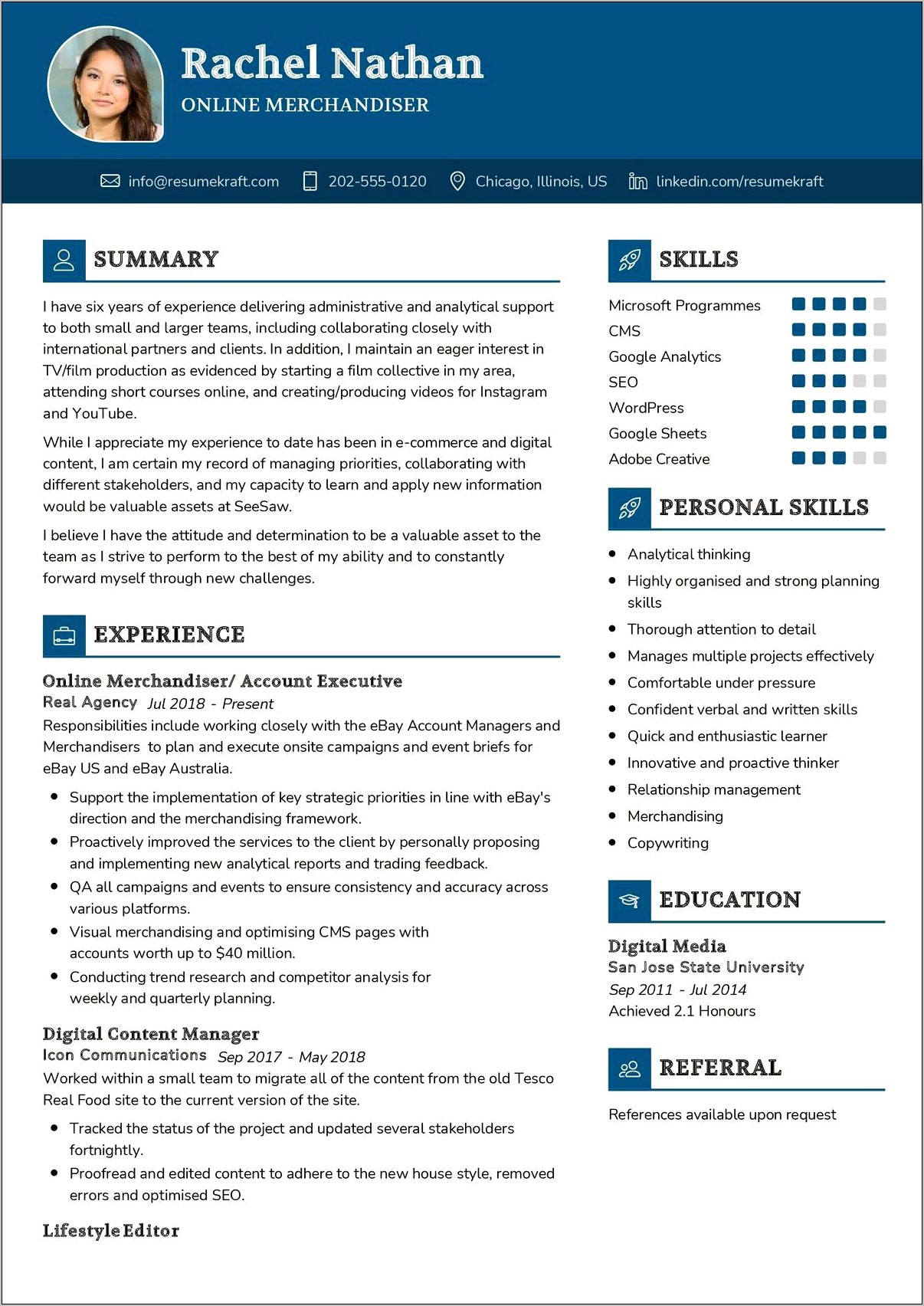 Visual Merchandising Resume Summary Examples