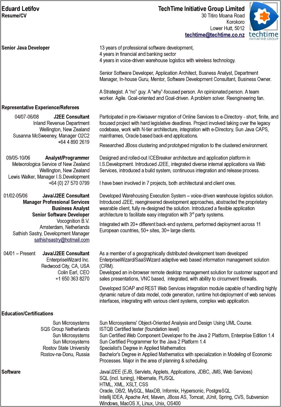 Voice Application Devloper Sample Resume