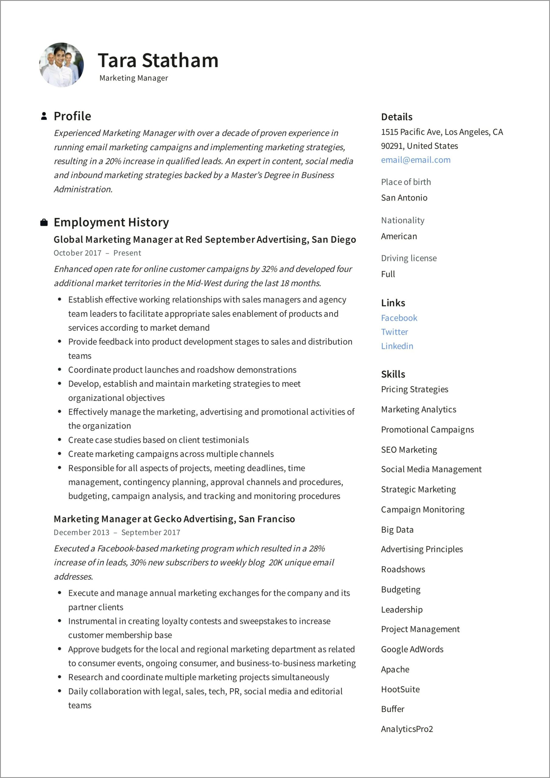 Vp Of Marketing Resume Examples