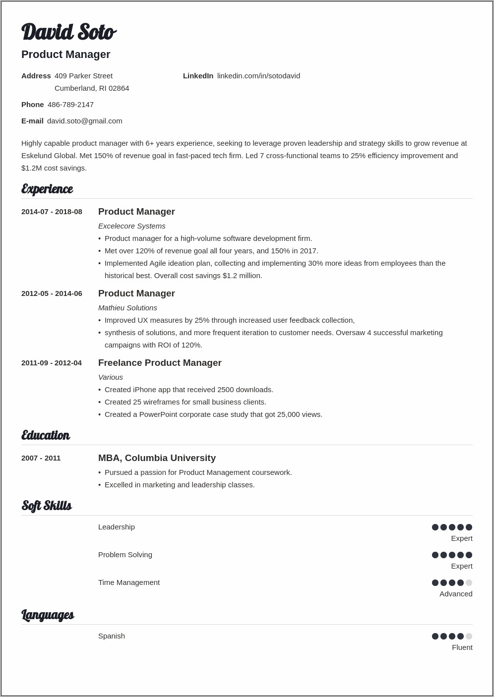 Vp Product Management Resume Sample