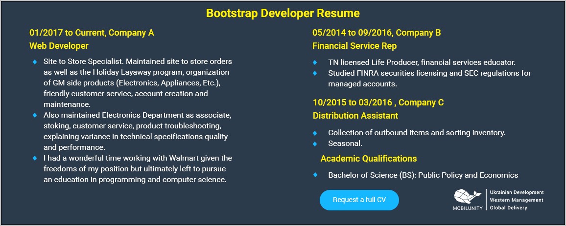 Walmart Management Resume Gm Support