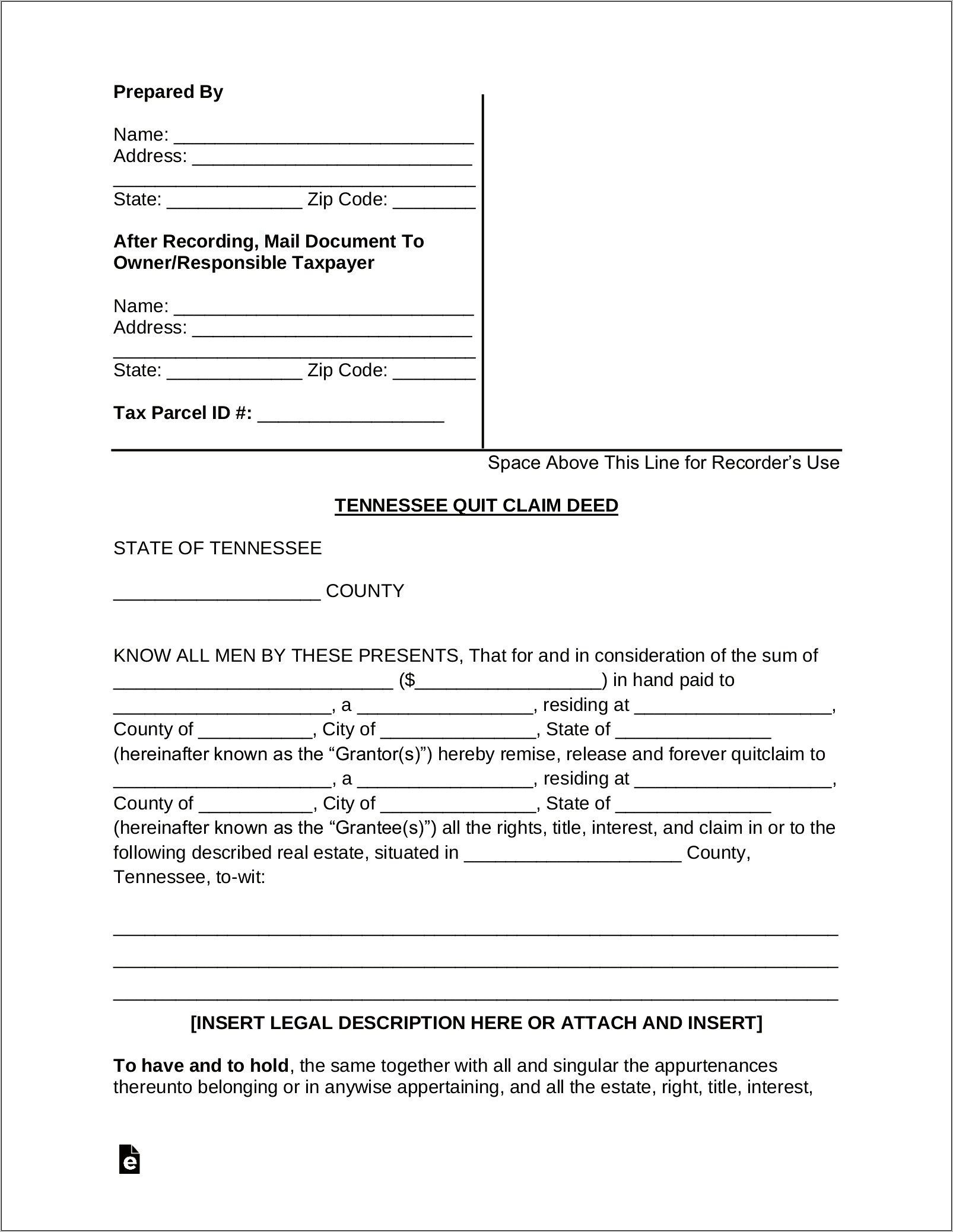 Warranty Deed Template Free Hamilton County Tn