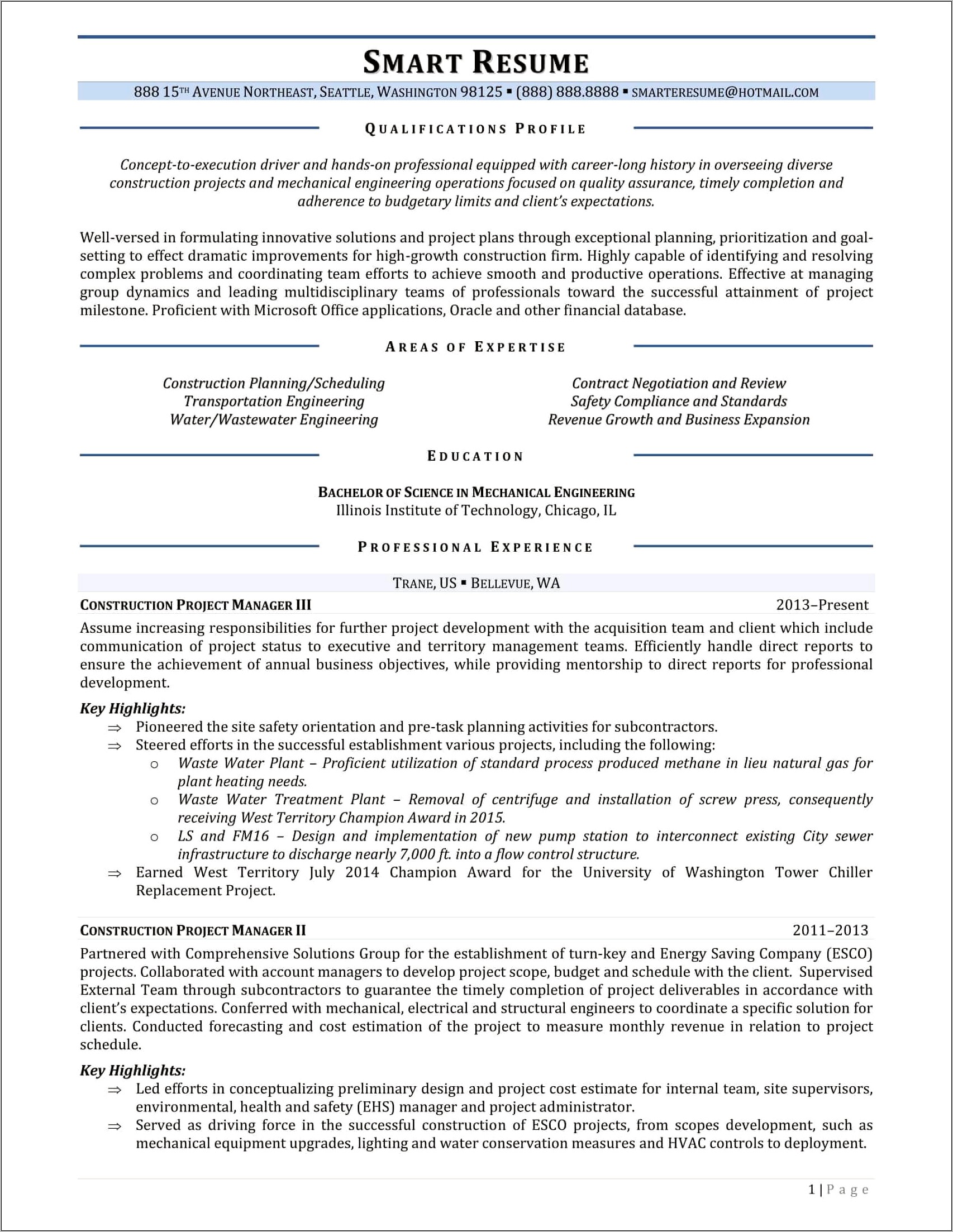 Water Treatment Plant Manager Resume